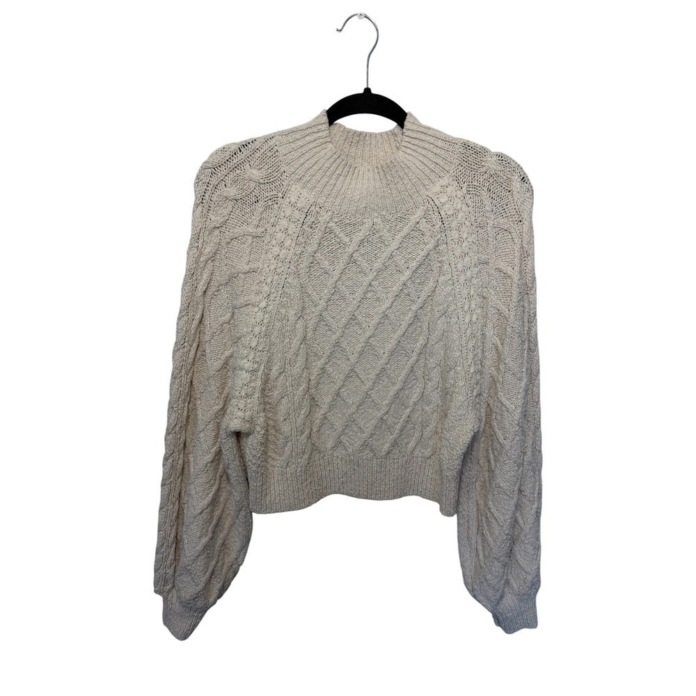Free People Womens Cream On A Cloud Chuncky Cable Knit Sweater XS Cotton Blend